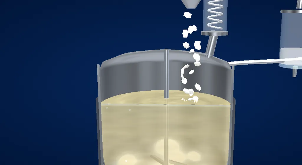 Charging the reactor: Flakes dissolving