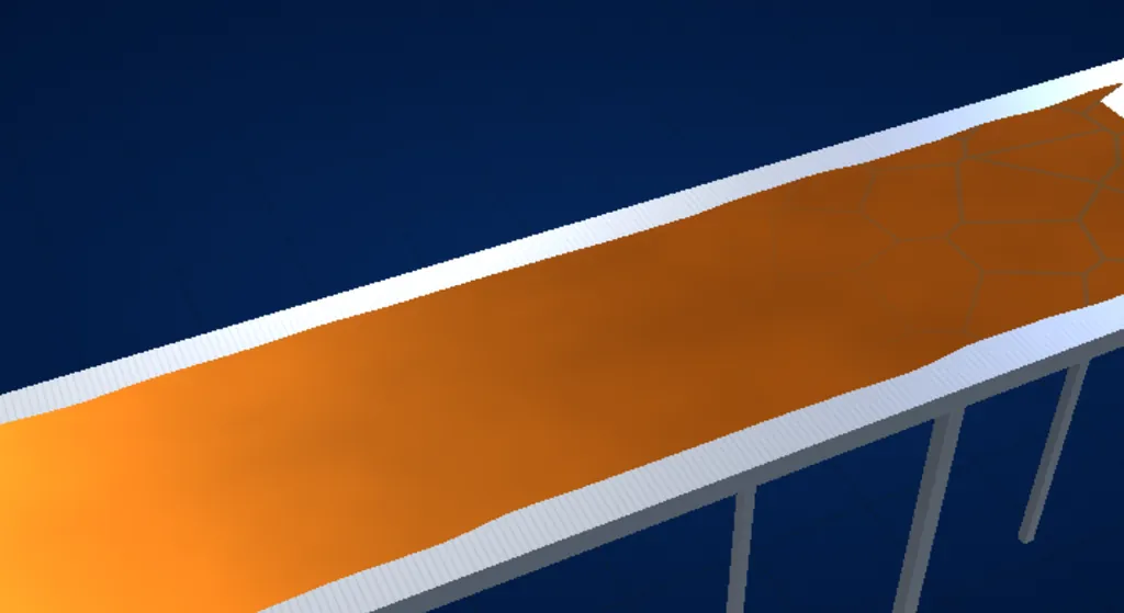 Cooling on the belt: Glassy amber sheet