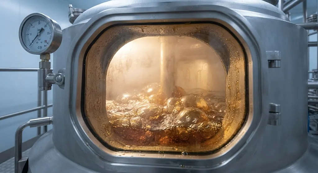 Vacuum dehydration: Amber, thickening