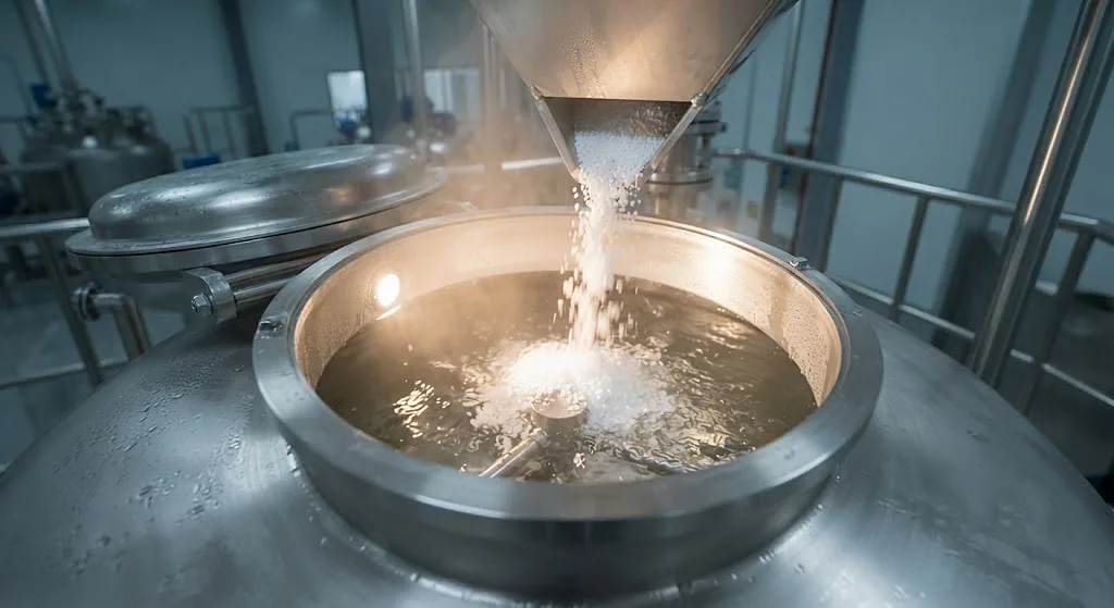 Urea in, alkaline stage: Dissolving, warming