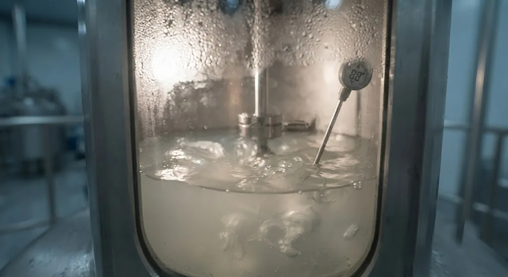 Acid condensation: Hazy, thickening